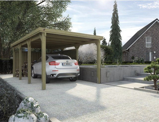 Weka Flachdach Einzelcarport 617 Gr. 2 aus Nadelholz in Braun ohne Dachplatten B: 612 cm, T: 322 cm - Bild 1