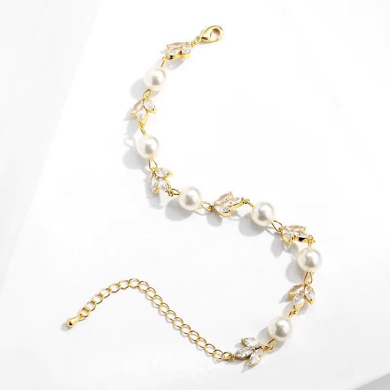 ZAKOL Armband, Perle, Zirkonia, Messing, Gold, Damen - Bild 2