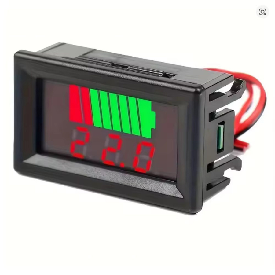 Gaqqee Universal Lithium Batterie Kapazitätsmesser und Voltmeter mit LED-Display für 7-100V, Rot/Schwarz - Bild 2