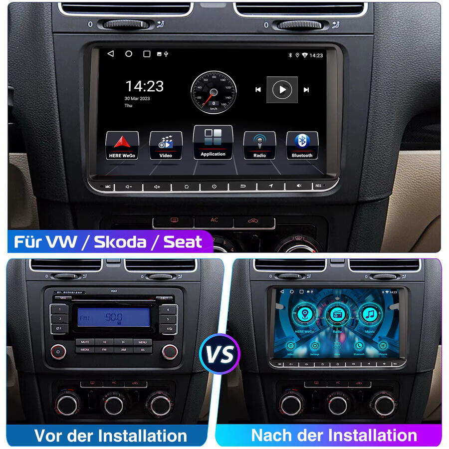 ESSGOO Android Autoradio mit CarPlay und GPS, 9 Zoll, Schwarz, für Volkswagen VW Golf Passat Jetta sowie Skoda und SEAT - Bild 3