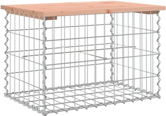 vidaXL Gartenbank aus Gabionen und Massivholz in Braun, B/T/H: 63 x 44 x 42 cm - Bild 1