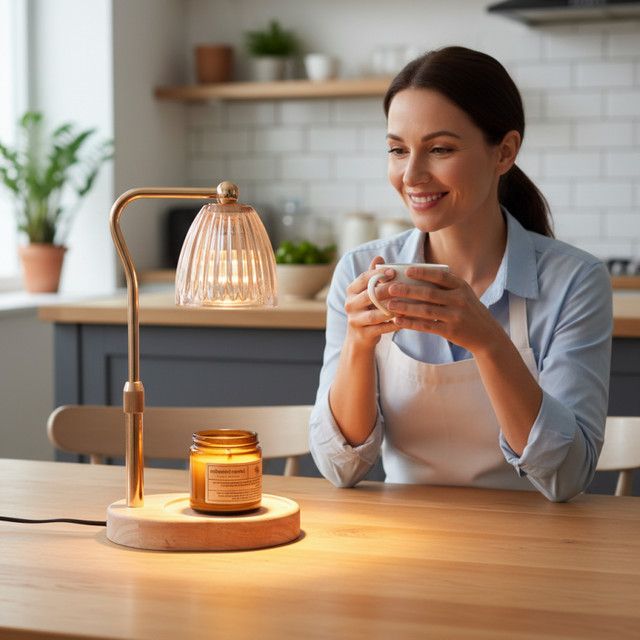 RUNTOIN Kerzenwärmerlampe mit Dimmer und Höhenverstellung, 35 W, Tischlampe aus Glas - Bild 1