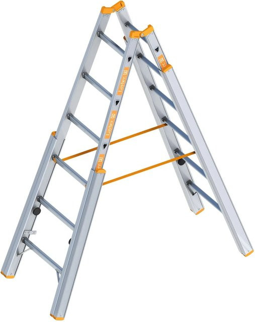 Layher Topic 1061 Treppenstehleiter mit 2x6 Sprossen in Silber - Bild 1
