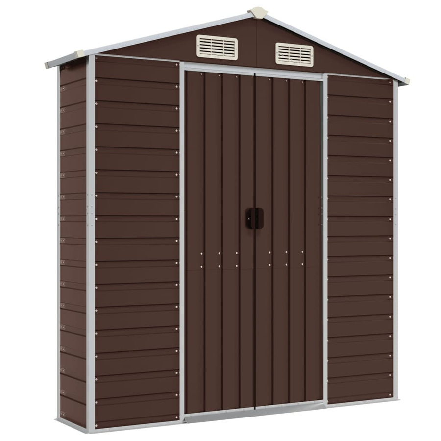 vidaXL Gerätehaus aus verzinktem Stahl in Braun mit Schrägdach, B/T/H: 470 x 191 x 198 cm - Bild 5