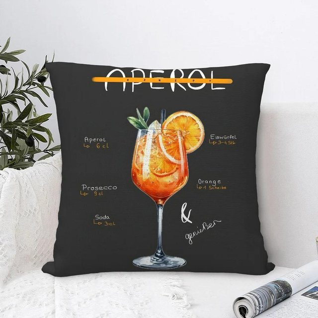 Heimdeko Aperol Spritz Motiv Kissenbezug mit Grafikmuster, Farbe: Schwarz, B/T: 50 x 50 cm - Bild 1