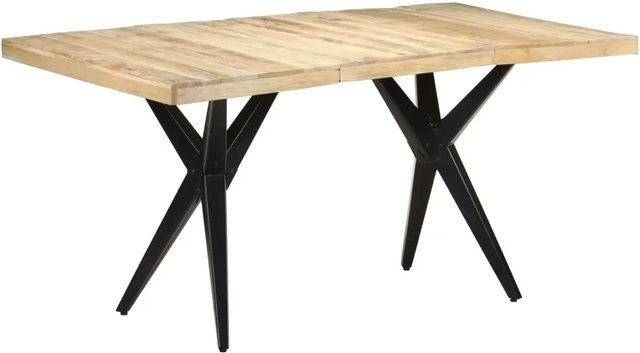 vidaXL Esstisch aus Mangoholz in Braun mit X-Frame aus Stahl, B/T/H: 160 x 80 x 76 cm - Bild 1