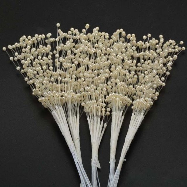 Houspace Kunstperlen Spray Gypsophila in Gold und Weiß, 10 Stück für Hochzeit und Tischdekoration - Bild 1