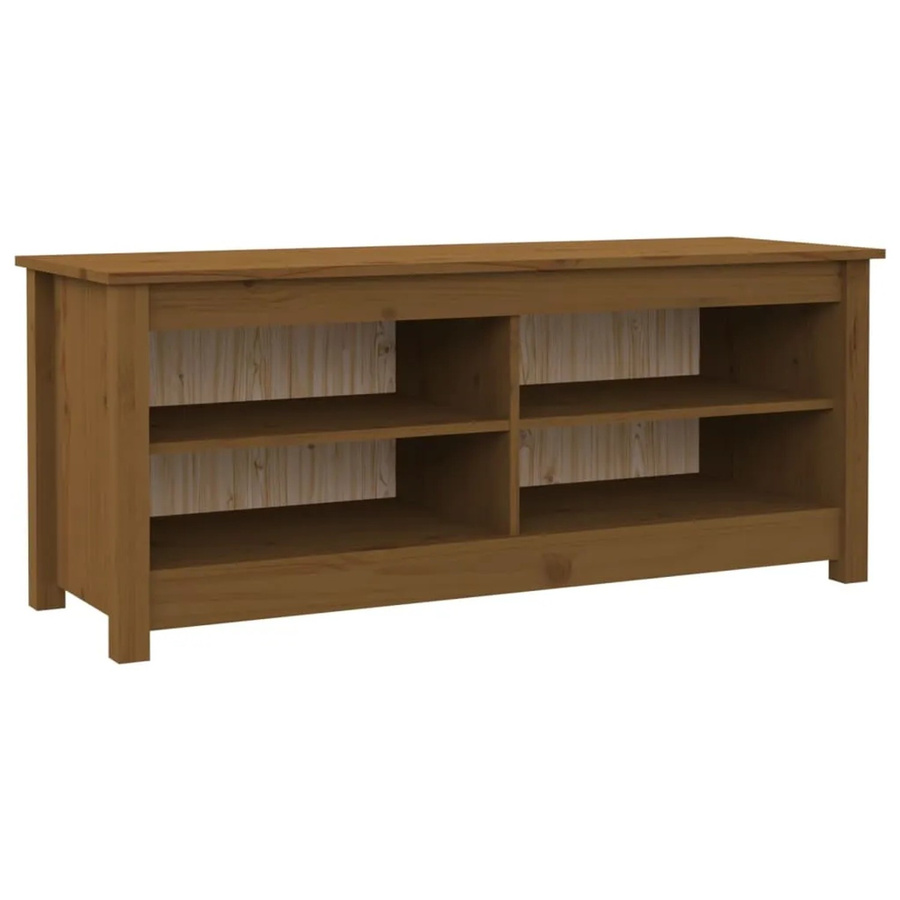 vidaXL Schuhbank aus Kiefernholz in Honigbraun, rustikales Schuhregal für den Flur, B/T/H: 110 x 38 x 45,5 cm - Bild 2