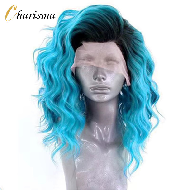 Charisma Perücke, Ombre Blau, Synthetische Spitze Front, Damen - Bild 2