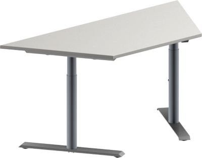 Schäfer Shop Genius Konferenztisch MODENA FLEX Trapez mit T-Fuß Rundrohr, Farbe: lichtgrau/weißaluminium, B: 160 cm, T: 80 cm, H: 65-85 cm - Bild 1