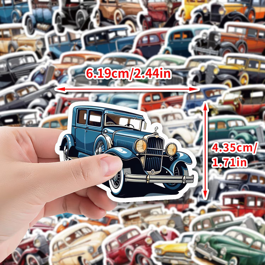 50 oder 100 Stück Vintage Auto Aufkleber im Doodle-Stil, bunte Sticker für Auto, Gitarre, Tasse und Telefon - Bild 3