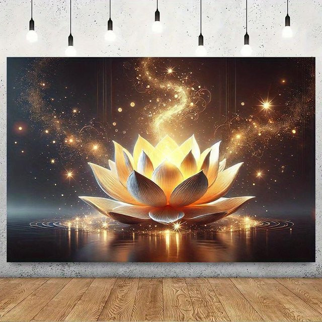 Lotusblumen-Wandbehang von JMG Household Supplies in Gold mit floralem Design, Breite: 230 cm, Höhe: 180 cm - Bild 1