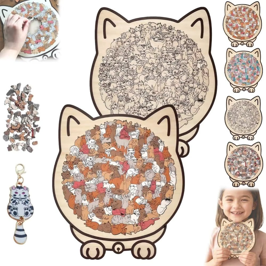 Katzenpuzzle, Holzpuzzle, 135 Teile, Morandi-farbig, Bunt / Mehrfarbig - Bild 2