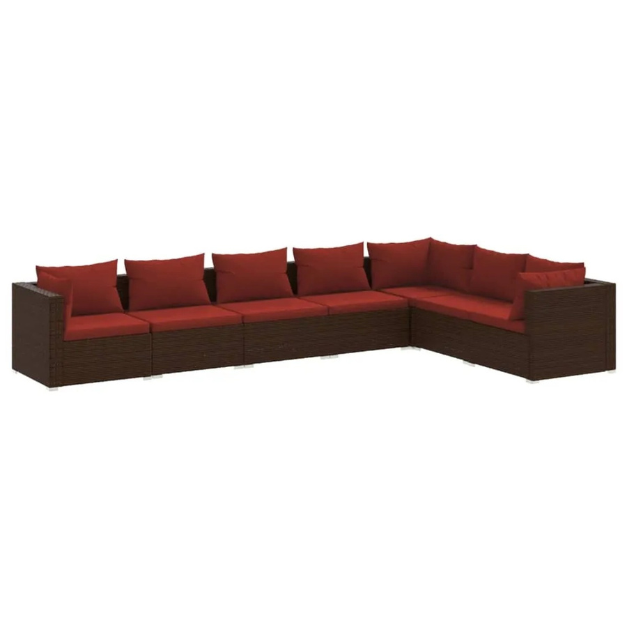 vidaXL 7-tlg. Garten-Lounge-Set aus Poly-Rattan in Braun mit Kissen und Metallgestell - Bild 2