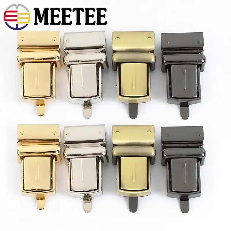 Meetee Metall-Taschenverschlüsse Set in Schwarz, 2/4 Stück Drehverschlüsse für Handtaschen und Geldbörsen, DIY Hardware Ersatzteile, B: 22 mm, H: 38 mm - Bild 2