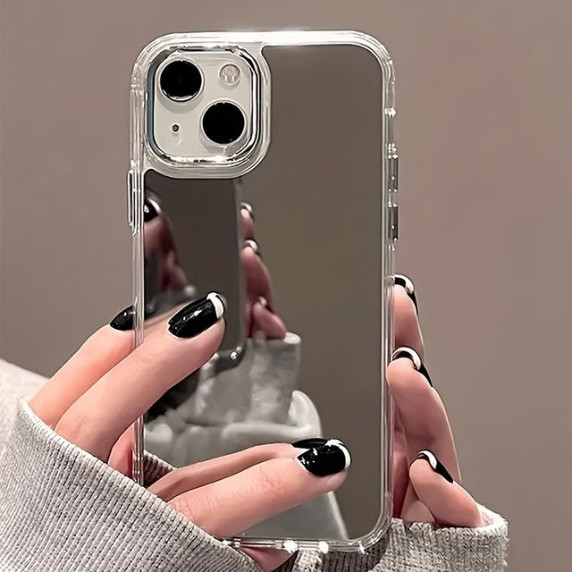 Minimalistische Handyhülle für Apple iPhone mit integriertem Spiegel-Cover in Transparent - Bild 1