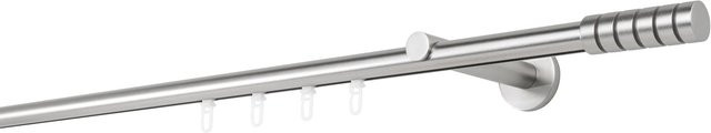 Ondeco Gardinenstange auf Maß mit Innenlauf 20mm Rille, 1-lauf, Wandmontage, Farbe: Edelstahl-Optik, Breite: 320 cm - Bild 1