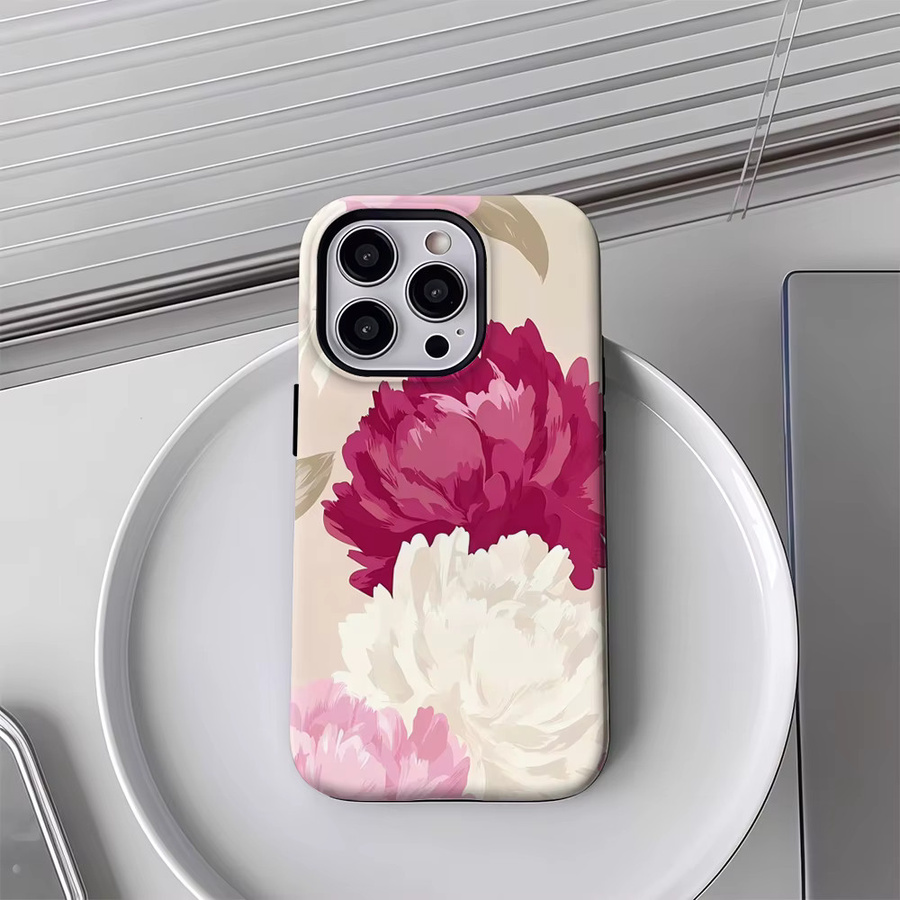 Robuste Magnetische Handyhülle mit Pfingstrosen-Design für iPhone 17 16 15 14 13 Pro Max Plus in Multicolour - Bild 4