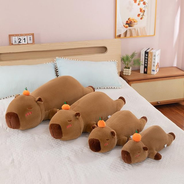 Capybara Kissen, Plüschtier, orange, braun - Bild 1
