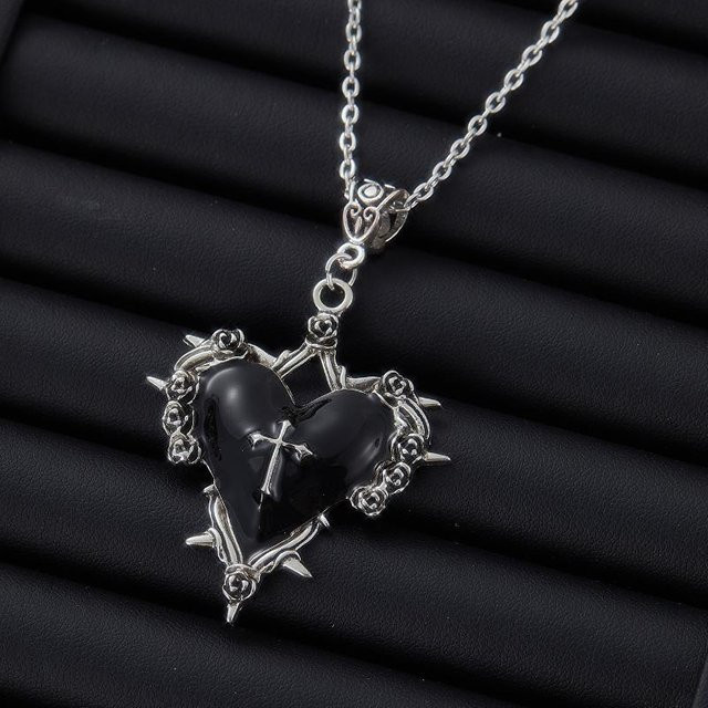 Lucky Star Jewelry Anhänger Halskette, Dornenkreuz, Herz, Zirkon, Unisex - Bild 1