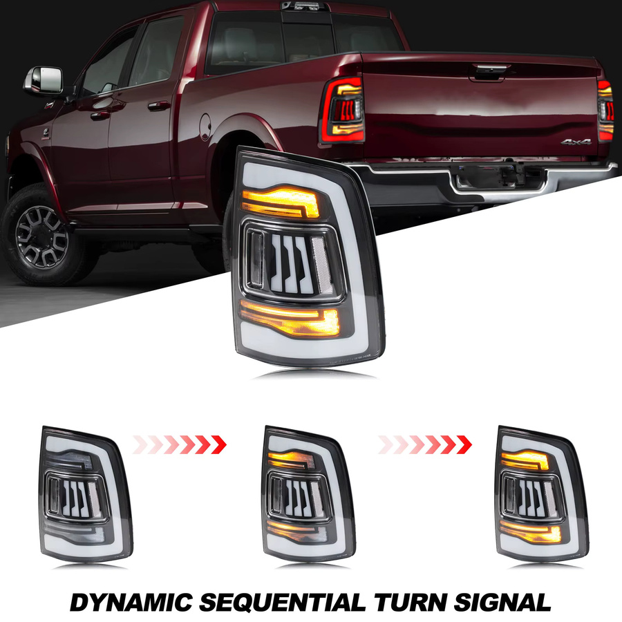 LED-Rückleuchten für Dodge Ram 1500 2500 3500 (2008–2018) mit sequentiellen Blinkern der 4. Generation in Transparent - Bild 4