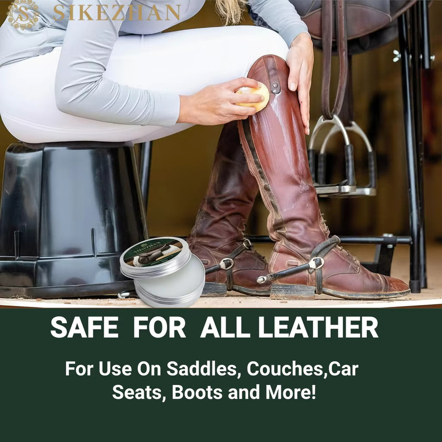 SIKEZHAN Premium Lederpflegecreme für Pferdeausrüstung, Stiefel, Jacken, Taschen und Möbel, 100g - Bild 4