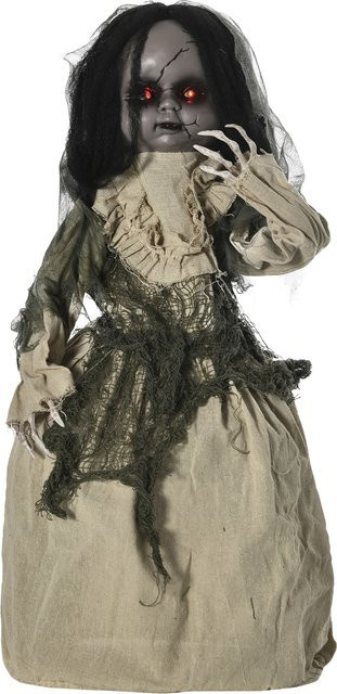 Outsunny Halloween Dekoration bewegliche Geisterpuppe mit Soundfunktion und Spezialeffekten, Farbe: Weiß/Mehrfarbig, Höhe: 83 cm - Bild 1