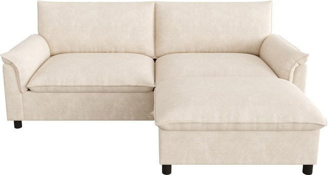 Modulares Cloud-Ecksofa von RN Store in Beige mit flexiblem Fußhocker und verstecktem Stauraum, B/T/H: 216 x 77 x 82 cm - Bild 1