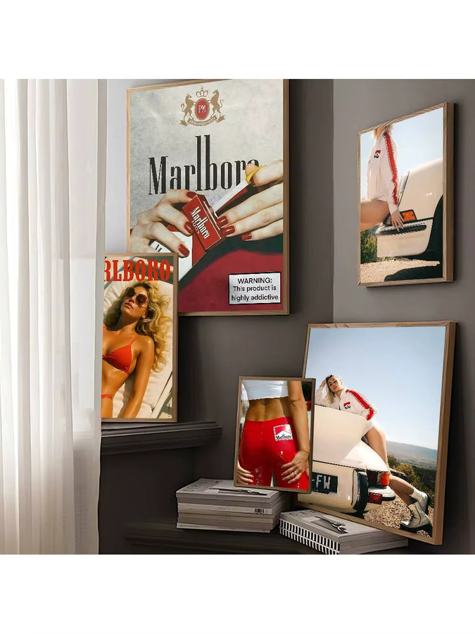 M-Marlboro Anime-Poster selbstklebender Aufkleber aus Whitepaper in Multicolour B/H: 15 x 15 cm - Bild 6