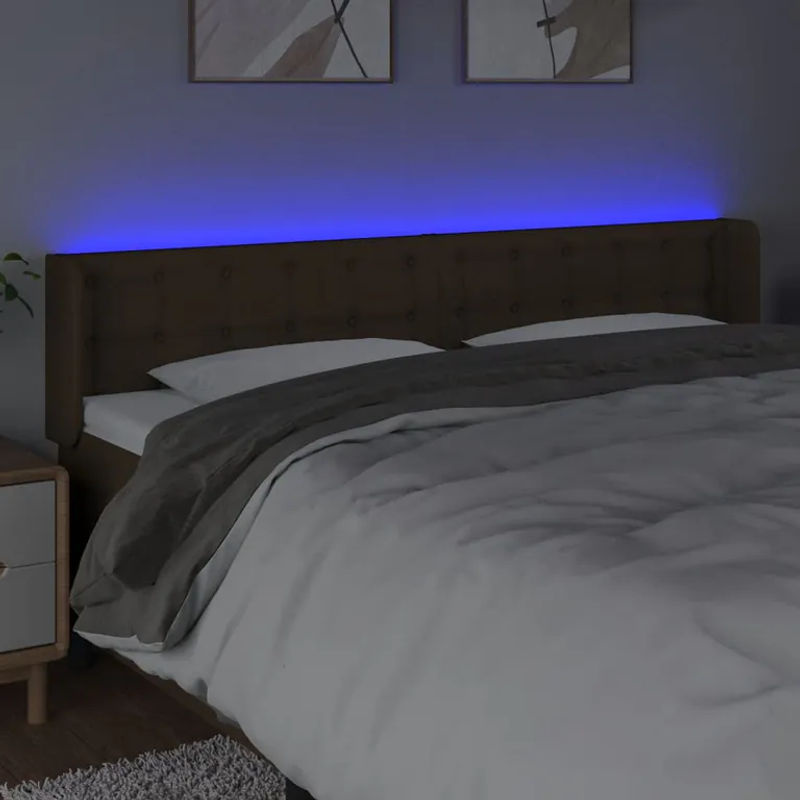 Vidaxl Bettkopfteil mit LED in Dunkelbraun, Stoff, B: 183 cm, H: 78 bis 88 cm, T: 16 cm - Bild 2