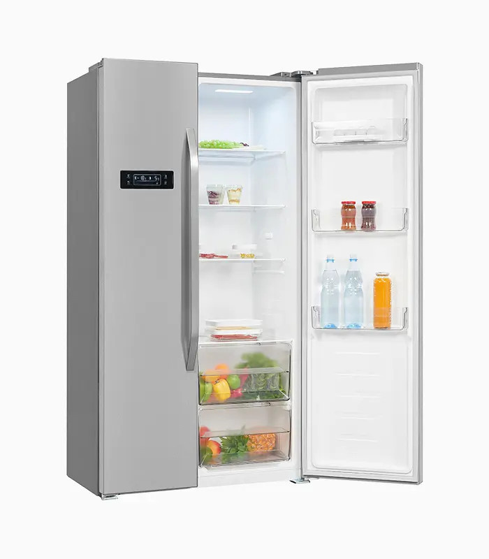 Exquisit Side by Side Kühlschrank SBS45-H-040F in Silver Inoxlook, freistehend mit Dynamic Fresh Zone und LED-Innenbeleuchtung, B/T/H: 90 x 60 x 177 cm - Bild 2