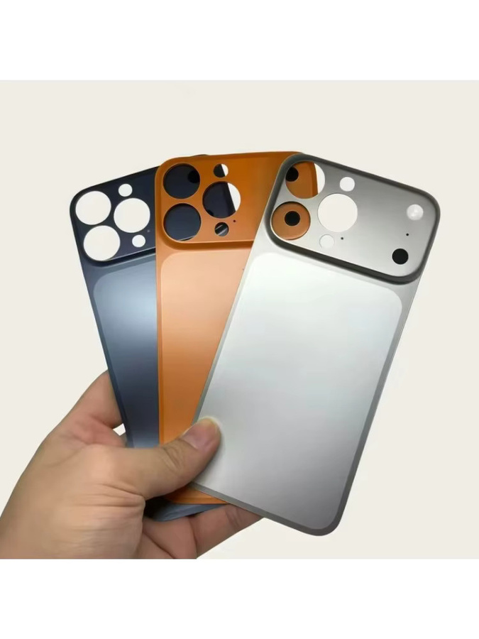 AG Matt Ultra Dünne Metall-Rückplatte für iPhone 17 16 15 14 13 Pro Max mit Glanzoptik Aufkleber in Silver/Multicolour - Bild 2