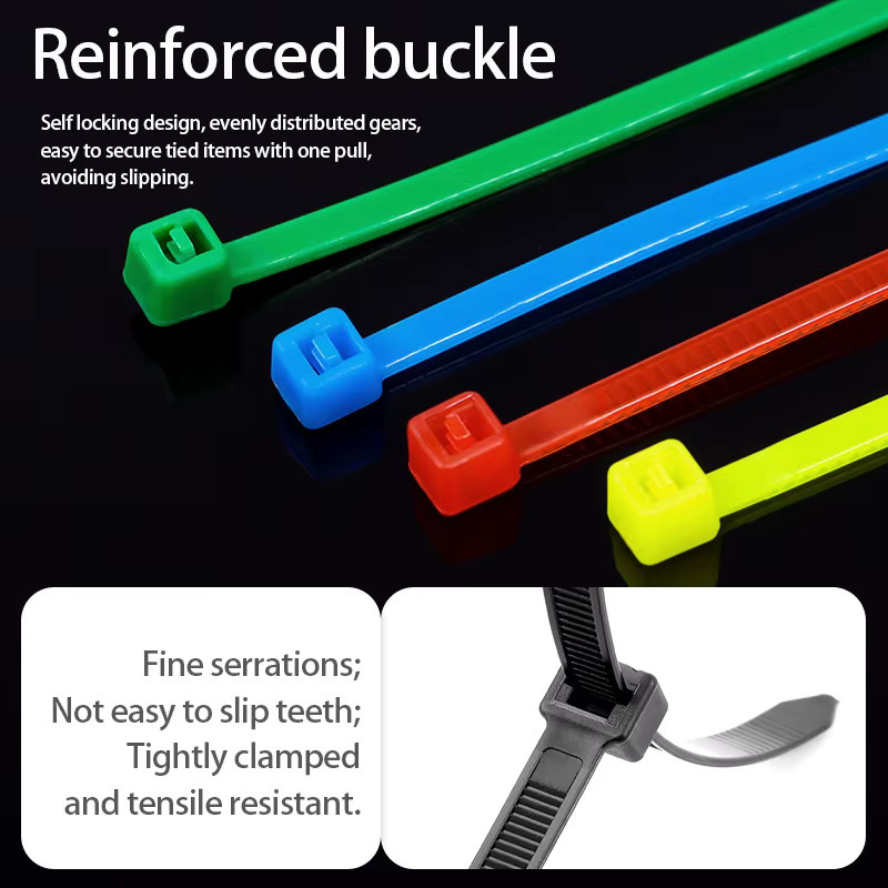 Selbstsichernde Nylon-Kabelbinder in verschiedenen Farben, Set aus 100 Stück, Länge: 100 mm - Bild 3