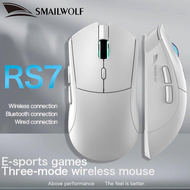 SMAILWOLF RS7 Bluetooth kabellose Gaming-Maus mit PAW3311 Sensor und 20000 DPI für PC und Laptop, Schwarz oder Weiß - Bild 1