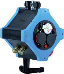 HEDI Energie-Hängeverteiler IP44 in Blau mit 6x Schuko und 1x CEE 5x16A - Bild 1