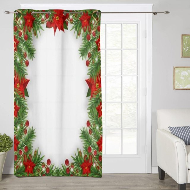 Super Six Fenstergardine Frühlingsaquarell Eukalyptusblätter in Weiß, B: 135 cm, H: 60 cm - Bild 1