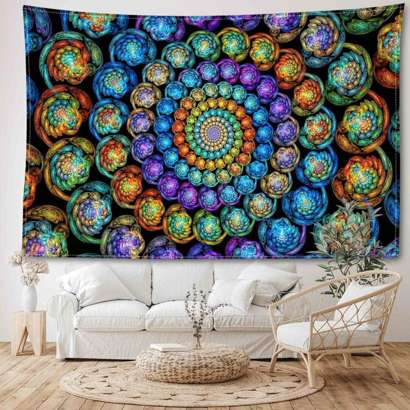Super Six Mandala Wandteppich Sternenhimmel Abstrakt Bohemian Wandbehang Mehrfarbig B: 95 cm, H: 73 cm - Bild 2
