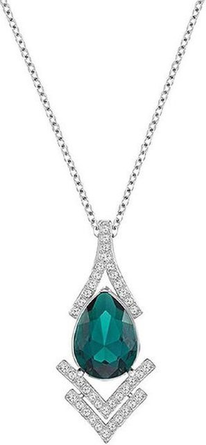 Swarovski Halskette, Messing, Silber, Kristall, Unisex - Bild 1