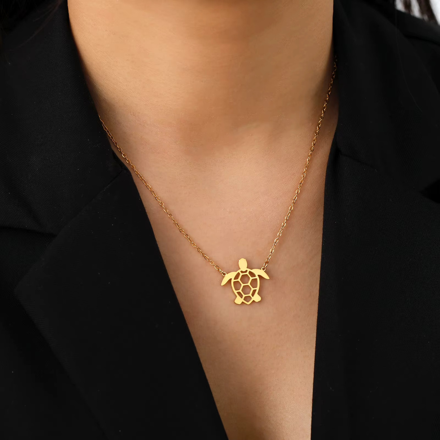 Cazador Halskette, Schildkröte Anhänger, Edelstahl, Gold, Unisex - Bild 2