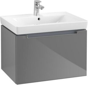 V&B Waschtischunterschrank Subway 2.0 in Glossy Grey mit Chromgriffen, B/T/H: 63,7 x 42,0 x 45,4 cm - Bild 1