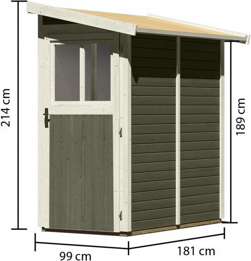 Karibu Gartenhaus GÖRLITZ Anbauschuppen aus Massivholz in Terragrau mit Pultdach, B/T/H: 99 x 182 x 173 cm - Bild 1