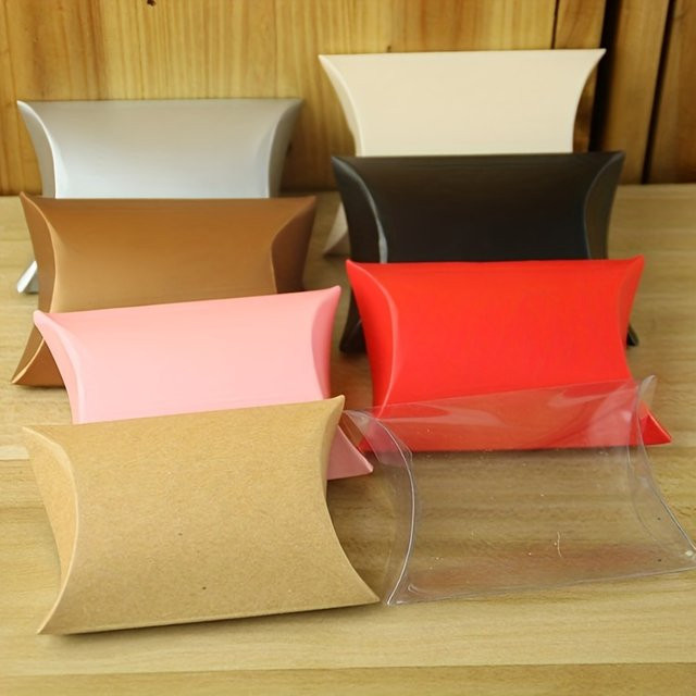 50 Stück Kissenboxen aus Papier in Rot für Süßigkeiten und Geschenke bei Hochzeiten oder Geburtstagen - Bild 1