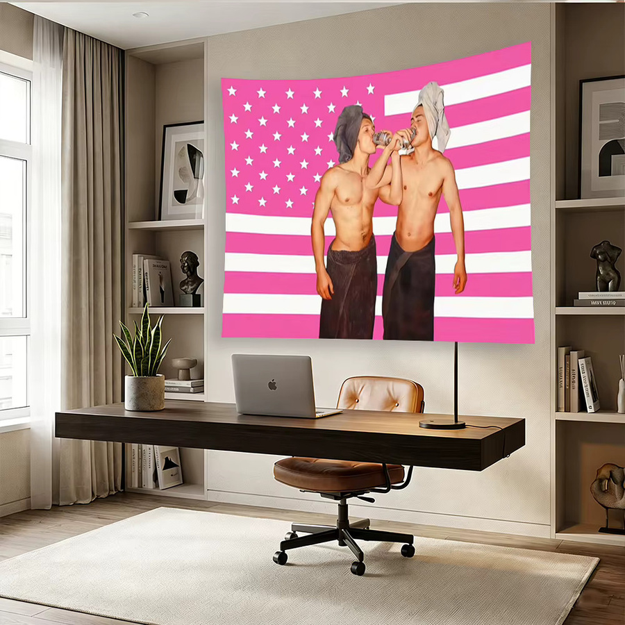 Hudson Williams Vintage Heated Rivalry Wandteppich in Pink, Sportliche Retro Game Day Flagge als Textil-Wanddekoration, B: 60 cm, H: 40 cm - Bild 3