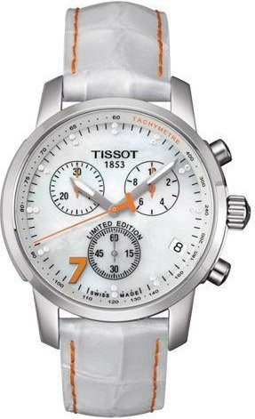 Tissot Armbanduhr T-Sport, Quarz, Edelstahlgehäuse, 39,8 mm, Lederarmband, Weiß - Bild 1