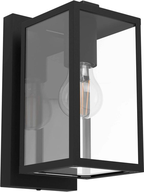 Eglo Außen-Wandleuchte Budrone 1-flammig Schwarz Metall und Glas mit E27 Fassung - Bild 1