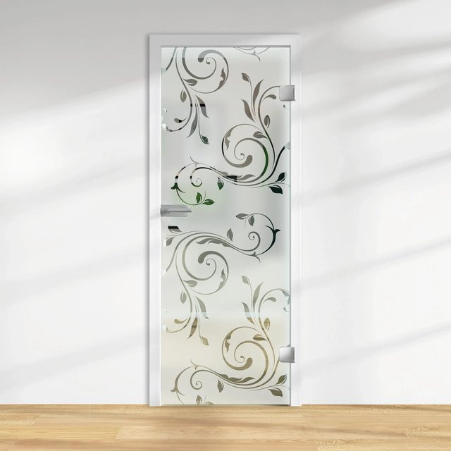 Skyscope Glasdrehtür ESG Floatglas Dekor Siebdruck Art Nouveau Rechts, B/H/T: 70,9 x 197,2 x 0,8 cm - Bild 1