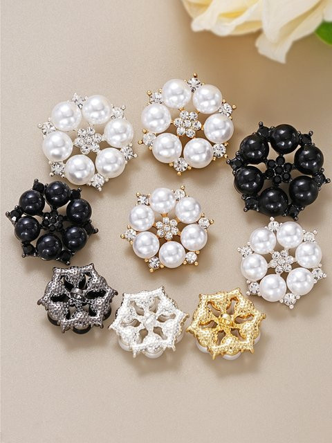 5er-Pack Blumenförmige Perlen Strass Knöpfe aus Metall in Multicolour für DIY Handwerk und Kleidung, Durchmesser: 21-28 mm - Bild 1