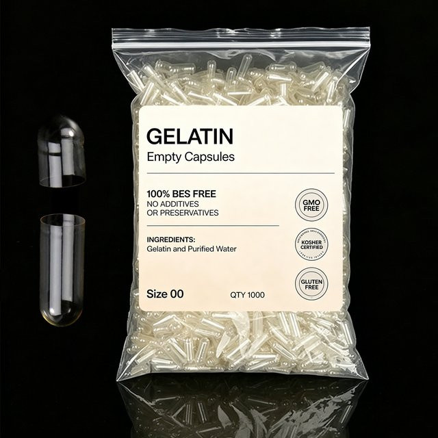 1000 Stück Leere Gelatine-Kapseln, Größe 000 00 0, Transparent, Halal-zertifiziert - Bild 1