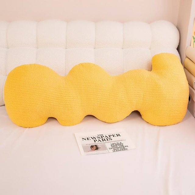 Gelbes Wolken Plüsch Kissen in Wellenform, weiches Rückenstützkissen für Wohnung und Schlafzimmer, Breite: 90 cm - Bild 1