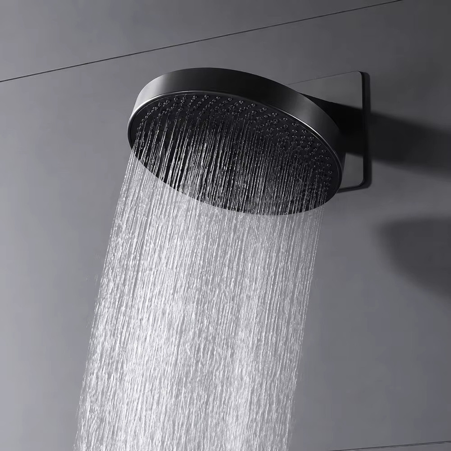 WJNMONE Badezimmer-Armaturenset mit Thermostat und Regendusche, wandmontiert, mattschwarz - Bild 3